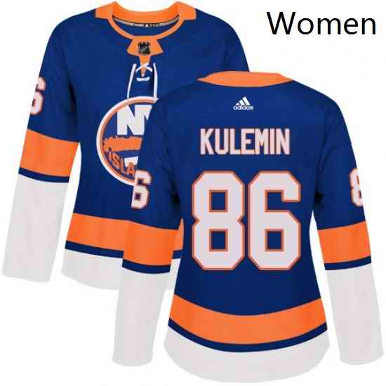 Womens Adidas New York Islanders 86 Nikolay Kulemin Authentic Royal Blue Home NHL Jersey